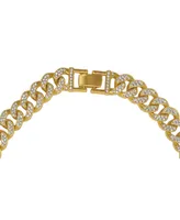 Adornia Women's Gold-Tone Plated Crystal Thick Cuban Curb Chain Necklace