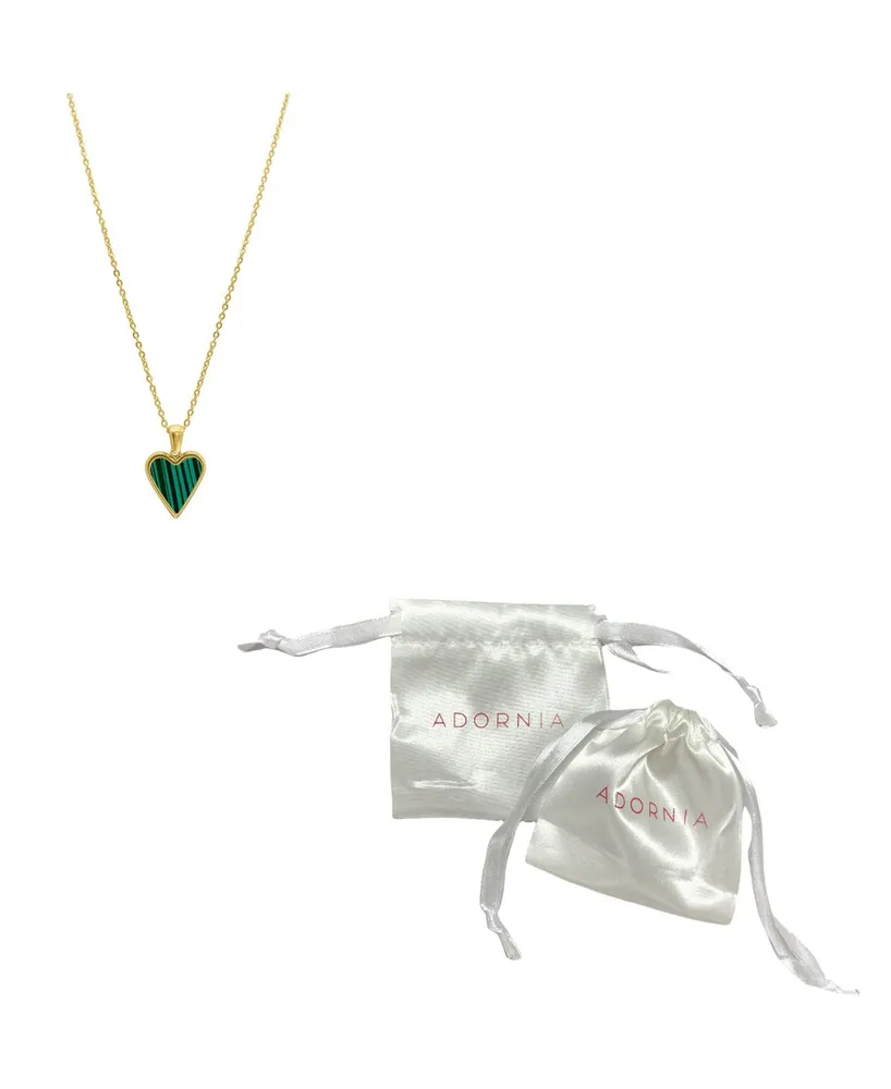 Adornia Women's Green Heart Adjustable Gold-Tone Pendant Necklace