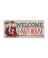 Evergreen Welcome to the Nut House Sassafras Indoor Outdoor Switch Doormat 1'10"x10" Beige