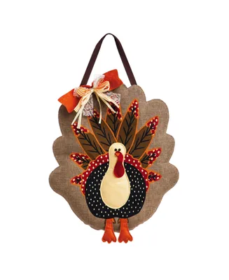 Evergreen Turkey Burlap Door Decor, 13.30x17.50"H