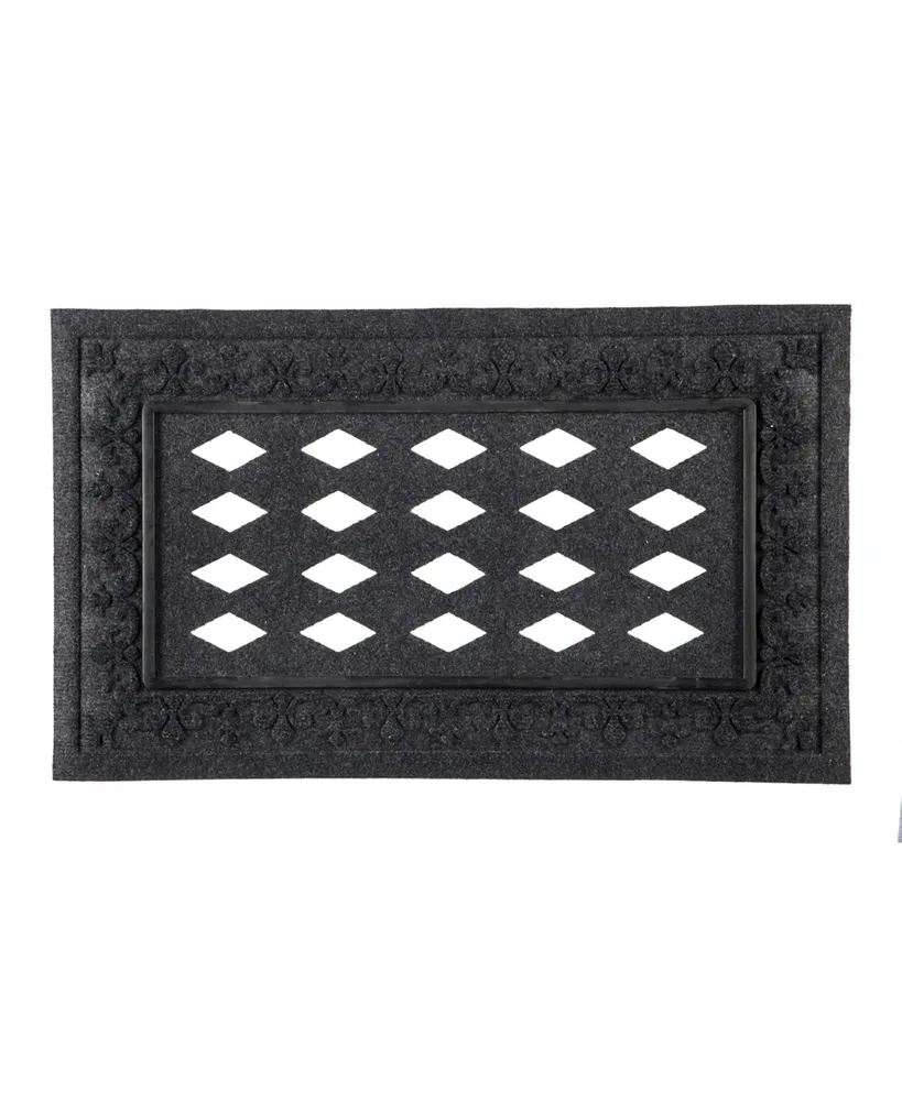 Embossed Black 18 in. x 30 in. Door Mat