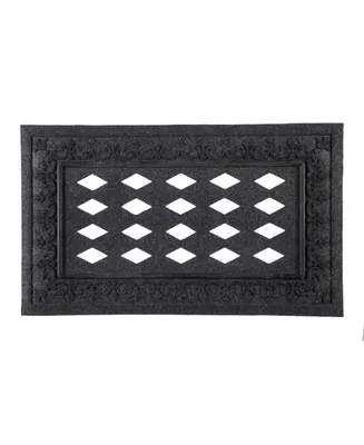 Evergreen Black Embossed Fleur de Lis Sassafras Floor Mat Indoor Outdoor Rubber Tray 18"x30" Fits Sassafras Inserts 10"x22" Black