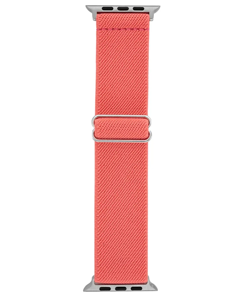 WITHit Women's Coral Woven Elastic Band Compatible with 42/44/45/Ultra/Ultra 2 Apple Watch - Coral, Silver
