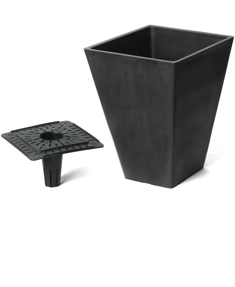 Algreen Valencia Square Flower Pot Planter Black 10 Inch