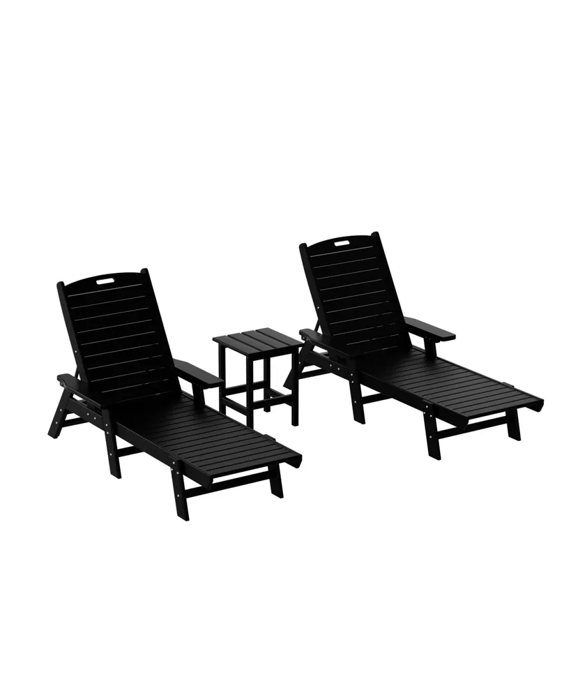 WestinTrends 3 Pieces Set Poly Adirondack Outdoor Chaise Lounges with Side Table