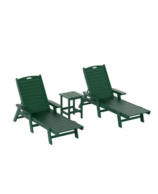 WestinTrends 3 Pieces Set Poly Adirondack Outdoor Chaise Lounges with Side Table