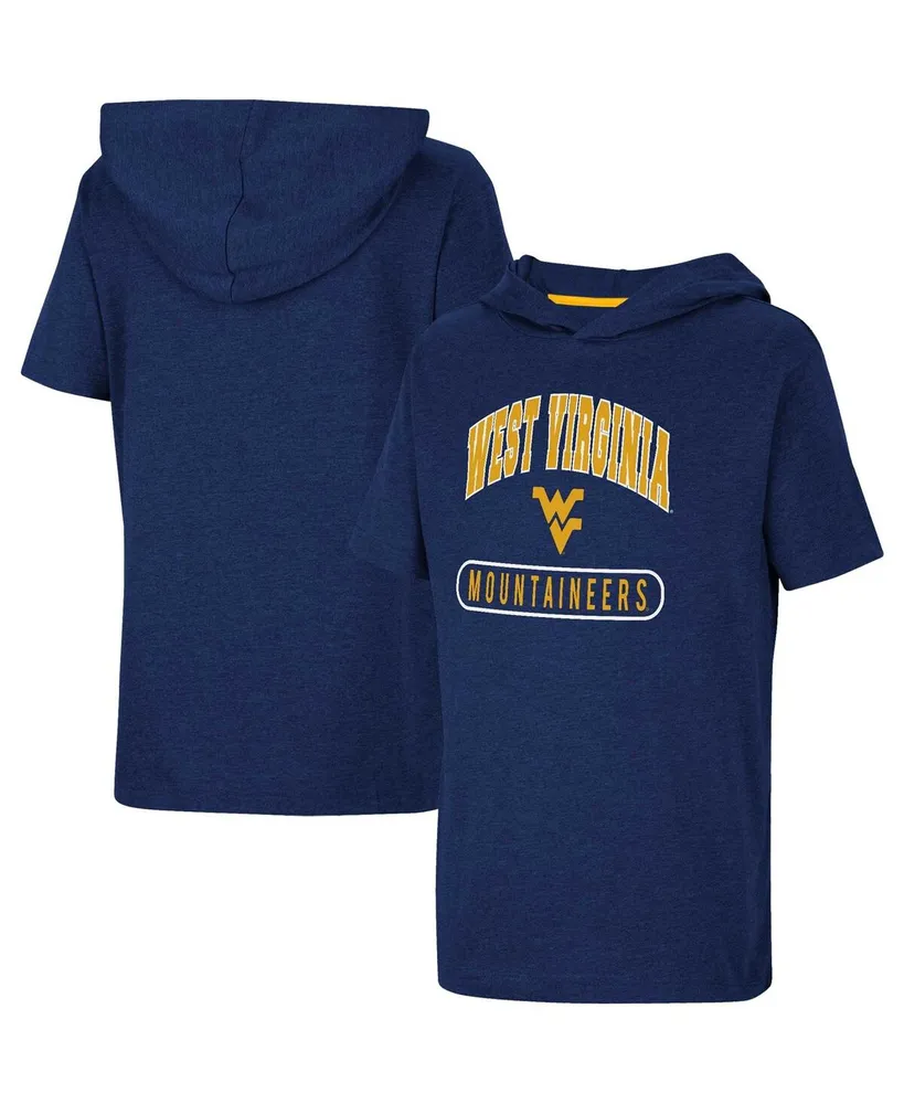 Big Boys Colosseum Heather Navy West Virginia Mountaineers Varsity Hooded T-shirt