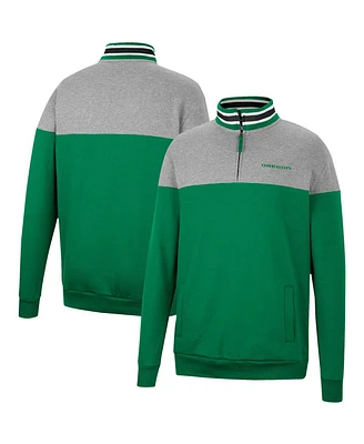 Men's Colosseum Heathered Gray, Green Oregon Ducks Be the Ball Quarter-Zip Top