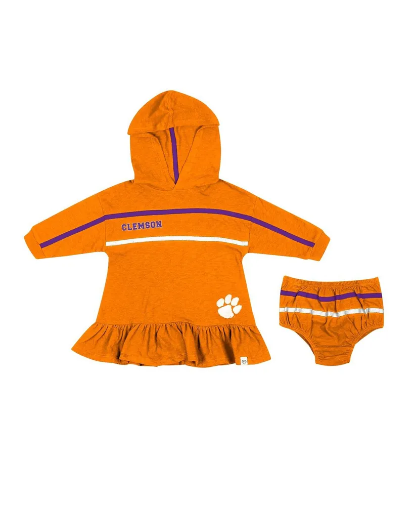 Girls Infant Colosseum Orange Clemson Tigers Winifred Hoodie Dress and Bloomer Set