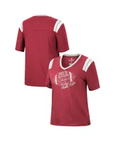 Women's Colosseum Heathered Crimson Alabama Crimson Tide 15 Min Early Football V-Neck T-shirt