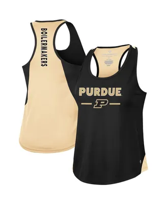 Women's Colosseum Black Purdue Boilermakers Sachs 2-Hit Scoop Neck Racerback Tank Top