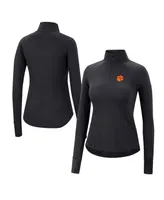 Women's Colosseum Black Clemson Tigers Core Quinn Raglan Quarter-Zip Top