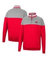 Men's Colosseum Scarlet, Heather Gray Ohio State Buckeyes Be the Ball Quarter-Zip Top