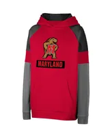 Big Boys Colosseum Red Maryland Terrapins Colorblocked Raglan Pullover Hoodie