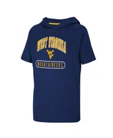 Big Boys Colosseum Heather Navy West Virginia Mountaineers Varsity Hooded T-shirt