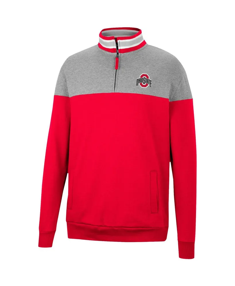 Men's Colosseum Scarlet, Heather Gray Ohio State Buckeyes Be the Ball Quarter-Zip Top
