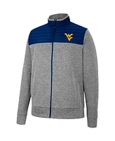 Men's Colosseum Charcoal, Navy West Virginia Mountaineers Putter Herringbone Full-Zip Jacket