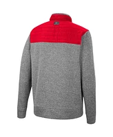 Men's Colosseum Charcoal, Red Wisconsin Badgers Putter Herringbone Full-Zip Jacket