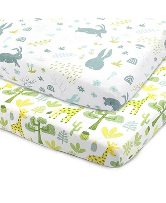 Pack and Play Fitted Sheet, Portable Pack N Plays Mini Crib Sheets, 2 Pack Play Sheets