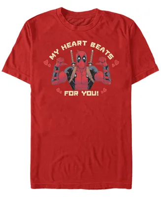 Fifth Sun Men's Deadpool Heartbeat Short Sleeve T-shirt