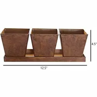 Gardener's Select Farmhouse Collection Square Pot & Tray Set, Rusty