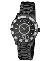 GV2 by Gevril Women's Venice Swiss Quartz Diamond Accents Ion Plating Black Stainless Steel Bracelet Watch 38.5mm