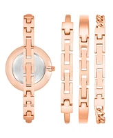 Anne Klein Women's Rose Gold-Tone Alloy Bangle Fashion Watch 37mm Set 4 Pieces