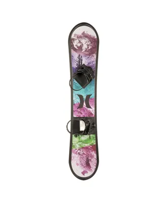 Hurley 48" Printed Beginner Snowboard with Premium Bindings and Mountain Design