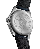 Longines Men's Swiss Automatic Spirit Zulu Time Blue Leather Strap Watch 42mm