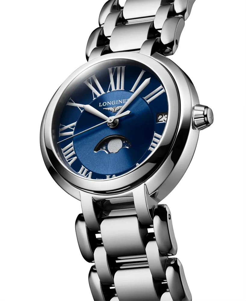 Longines Women's Swiss PrimaLuna Moon Phase Stainless Steel Bracelet Watch 31mm