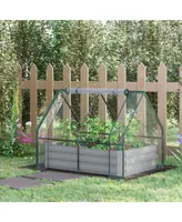 Steel Raised Garden Bed Planter Kit w/ Greenhouse, for Dual Use