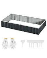 Metal Raised Garden Bed No Bottom Large Steel Planter Box w/ Gloves