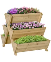 Raised Garden Bed, Planter Stand with 5 Planting Boxes, 4 Hooks