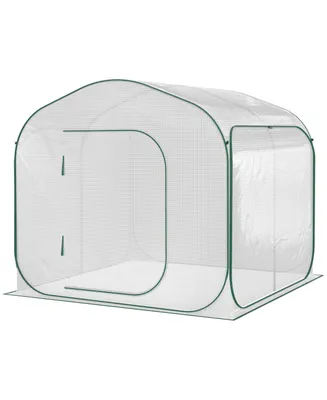 Outsunny Instant 7' x 6' Backyard Pop-Up Greenhouse, Portable for Plants, White
