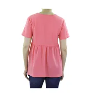 Indigo Poppy Maternity Short Sleeve Button Front Top