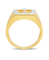 Men's Diamond Cross Ring (1/10 ct. t.w.) 18k Gold-Plated Sterling Silver