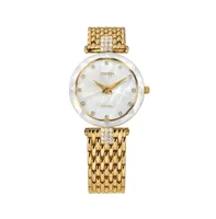 Facet Strass Swiss Gold Plated Ladies 30mm Watch - Mop Dial