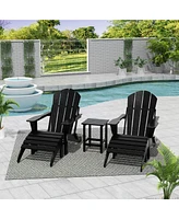 WestinTrends 5 Piece Outdoor Adirondack Folding Chair with Ottoman Side Table Set