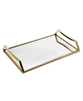 Classic Touch Oblong Mirror Serving Tray with Handles