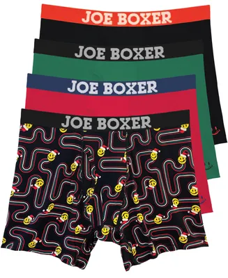 Joe Boxer Men's Christmas Games Performance Boxer Briefs, Pack of 4