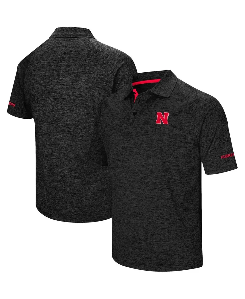 Men's Colosseum Black Nebraska Huskers Down Swing Polo Shirt