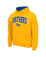 Men's Colosseum Gold Pitt Panthers Arch & Team Logo 3.0 Pullover Hoodie