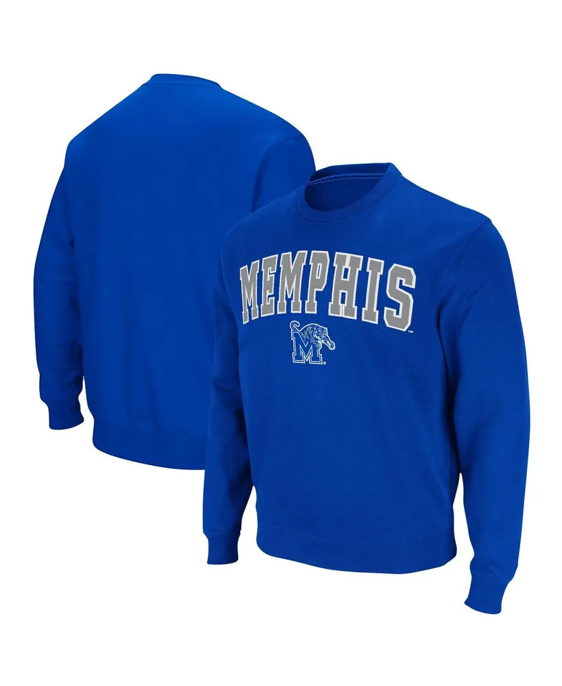 Men's Colosseum Royal Memphis Tigers Arch & Logo Tackle Twill Pullover Sweatshirt