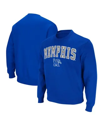 Men's Colosseum Royal Memphis Tigers Arch & Logo Tackle Twill Pullover Sweatshirt