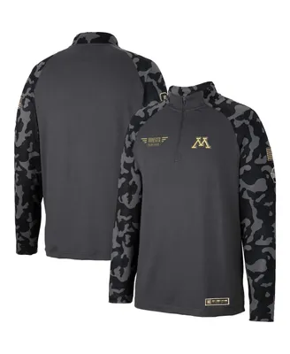 Men's Colosseum Charcoal Minnesota Golden Gophers Oht Military-Inspired Appreciation Long Range Raglan Quarter-Zip Jacket