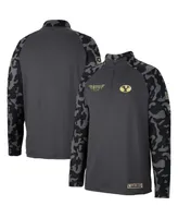 Men's Colosseum Charcoal Byu Cougars Oht Military-Inspired Appreciation Long Range Raglan Quarter-Zip Jacket