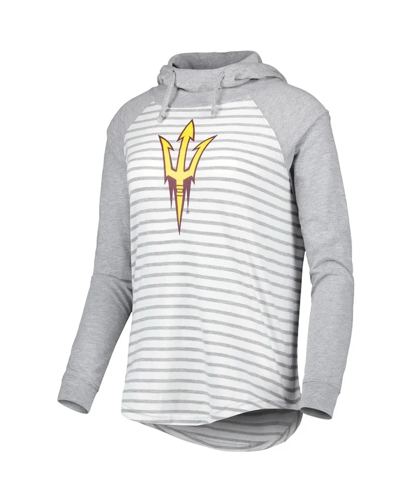 Women's Colosseum Heathered Gray, White Arizona State Sun Devils Gloria Raglan Long Sleeve Hoodie T-shirt