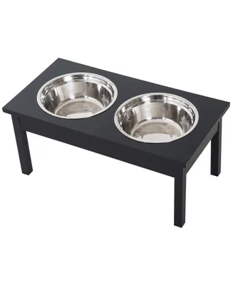 PawHut 10" Elevated Raised Dog Feeder Stainless Steel Double Bowl Food Water