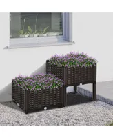 Outsunny -piece Raised Flower Bed Vegetable Herb Planter Lightweight