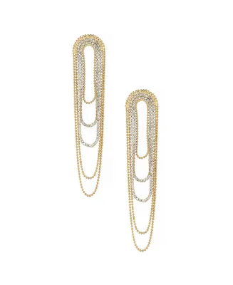 Ettika Crystal and Looped Chain Earrings in 18K Gold Plating